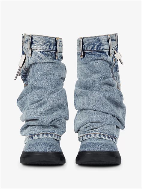 shark lock biker ankle boots in jeans